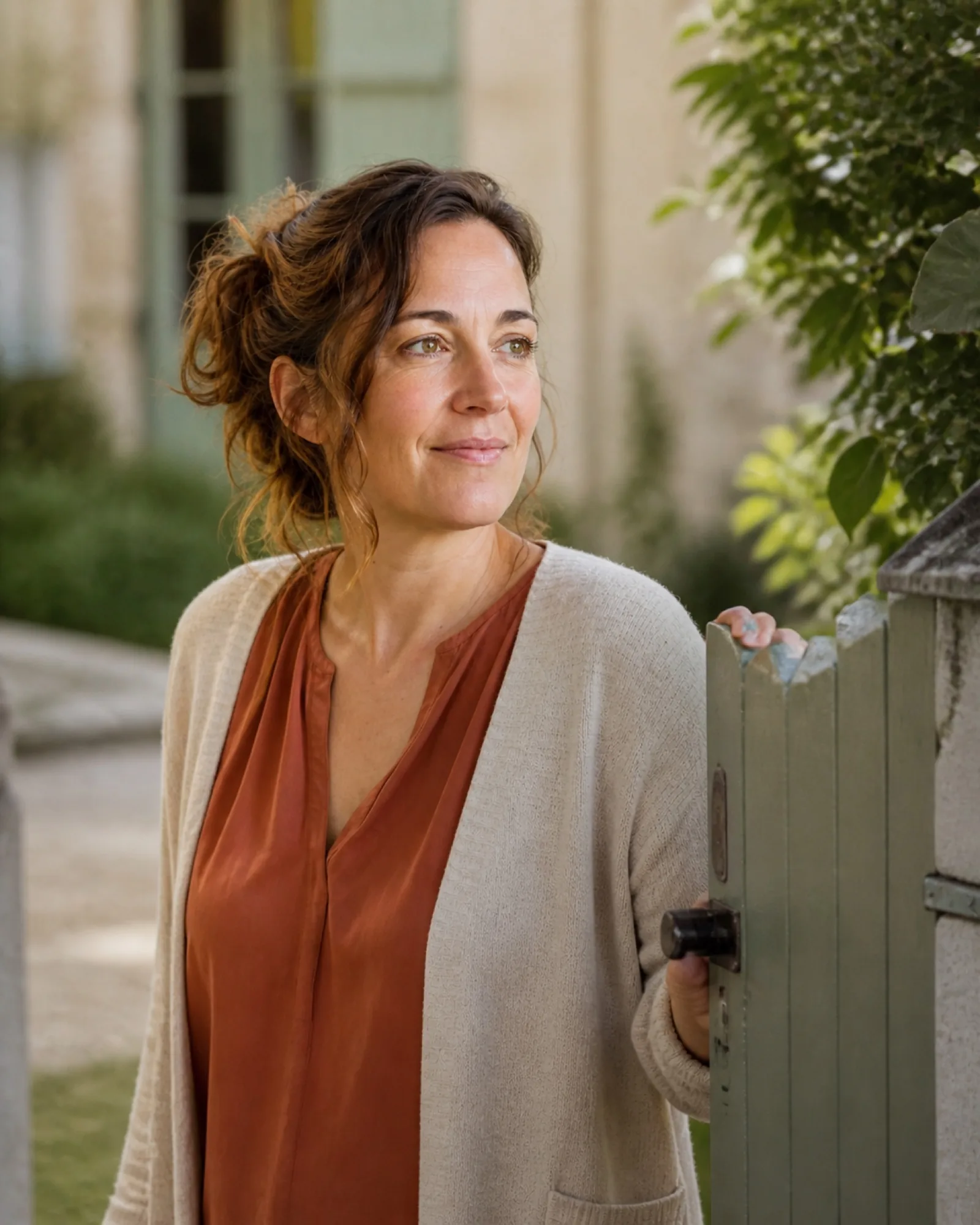 Noémie ouvre le portail de la maison