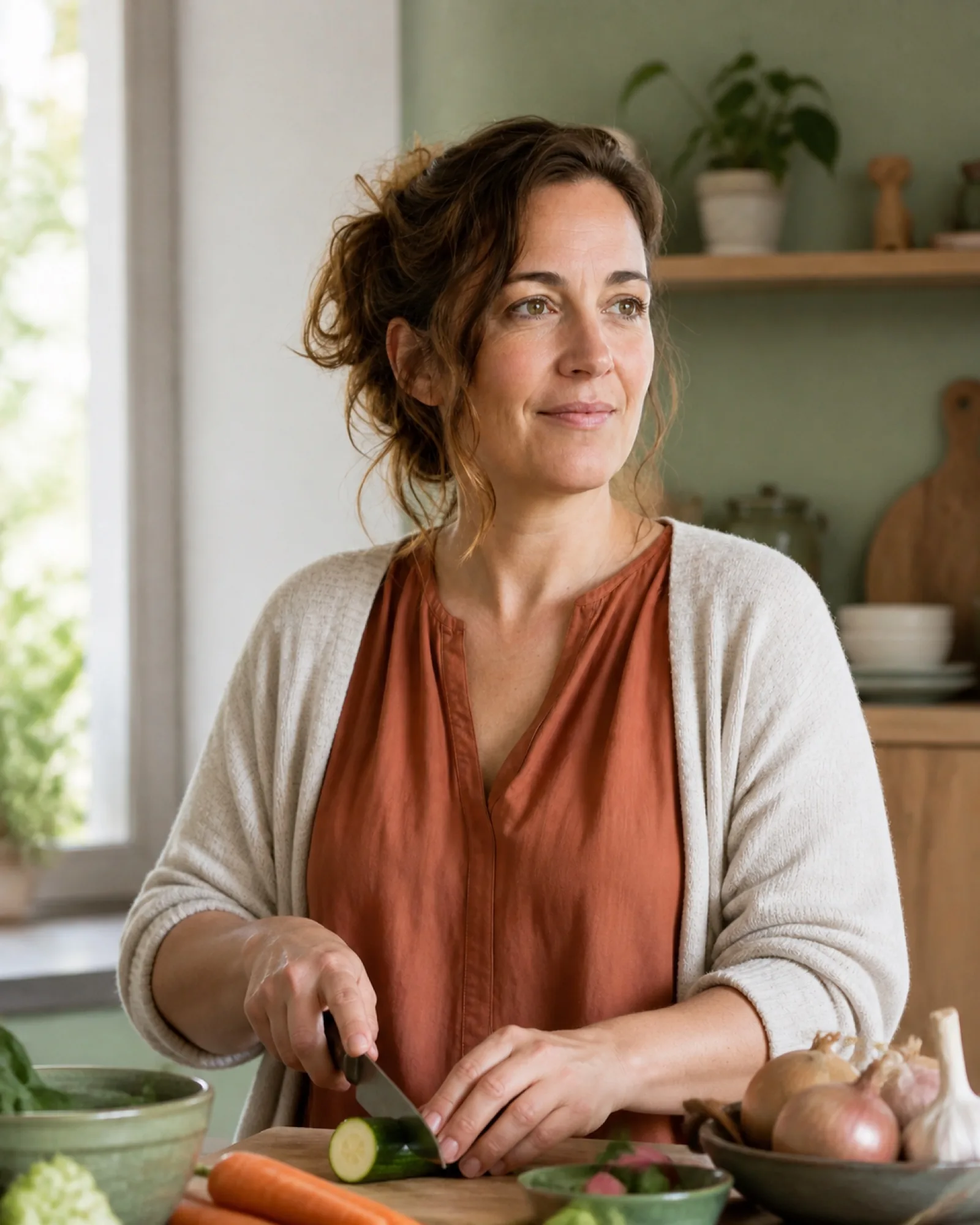 Noémie préparant le repas