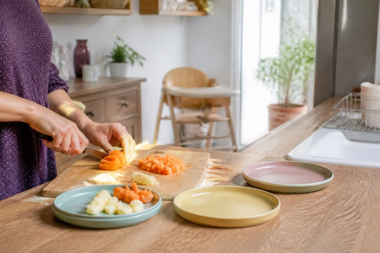 Table de repas adaptée, aucun enfant identifiable
