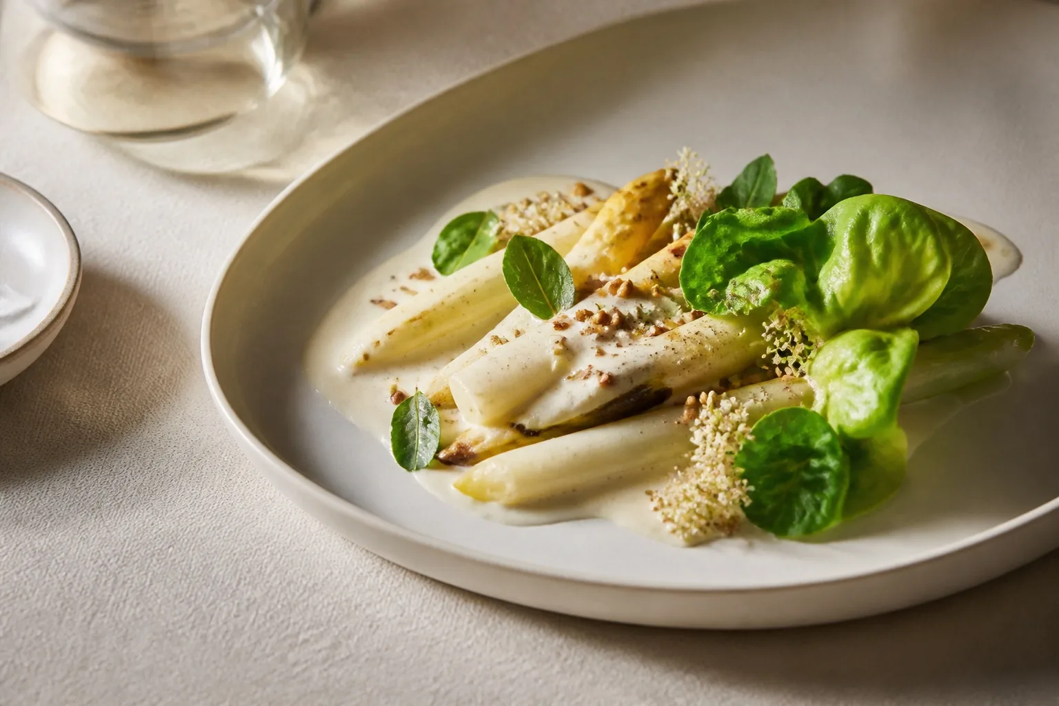 Asperge blanche et sureau du menu végétal
