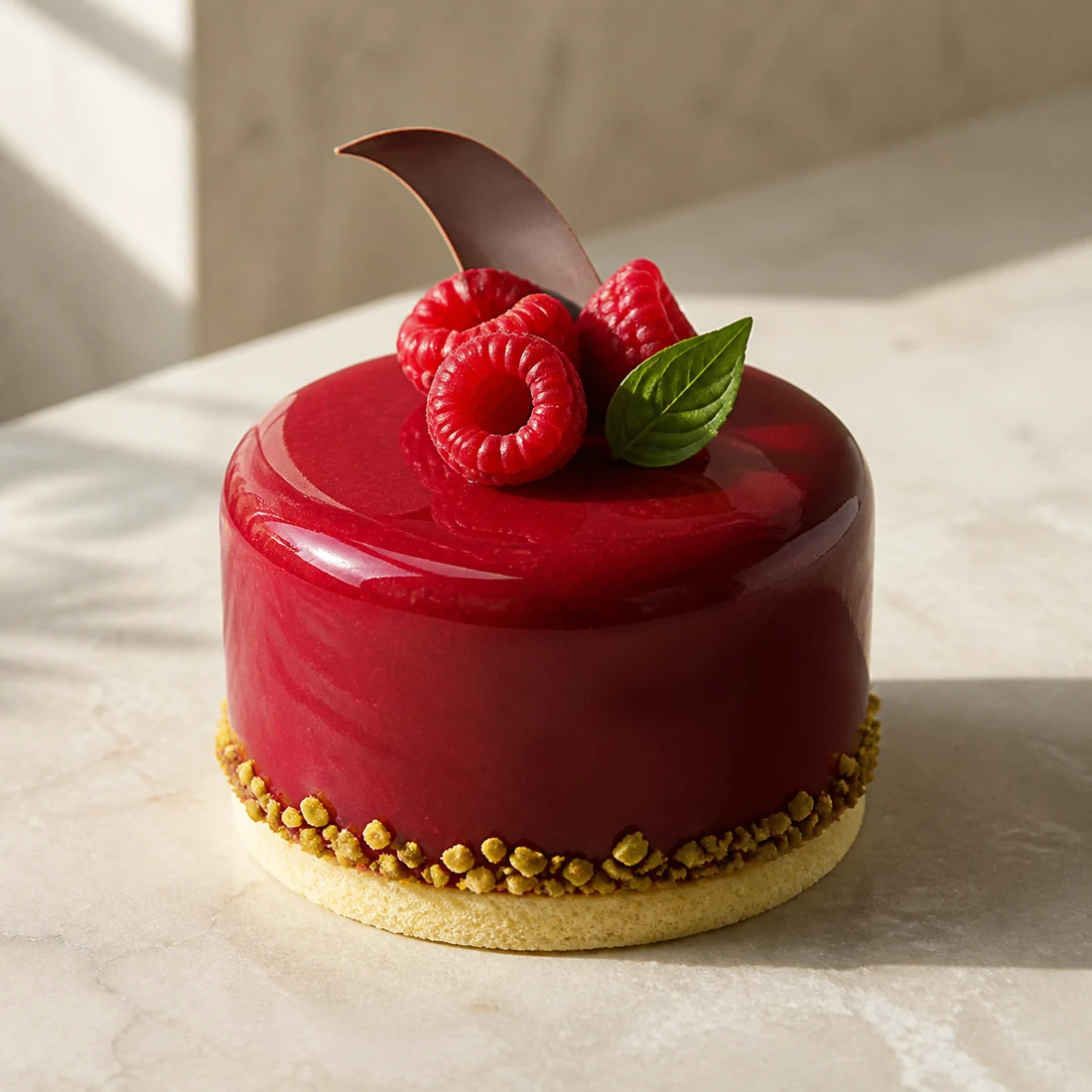 Entremets framboise et verveine