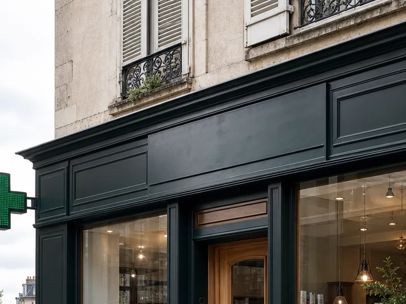 Entrée accessible d’une pharmacie de quartier