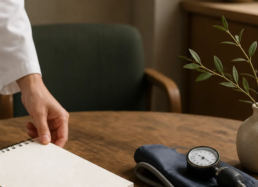 Table d’entretien avec carnet et matériel de mesure