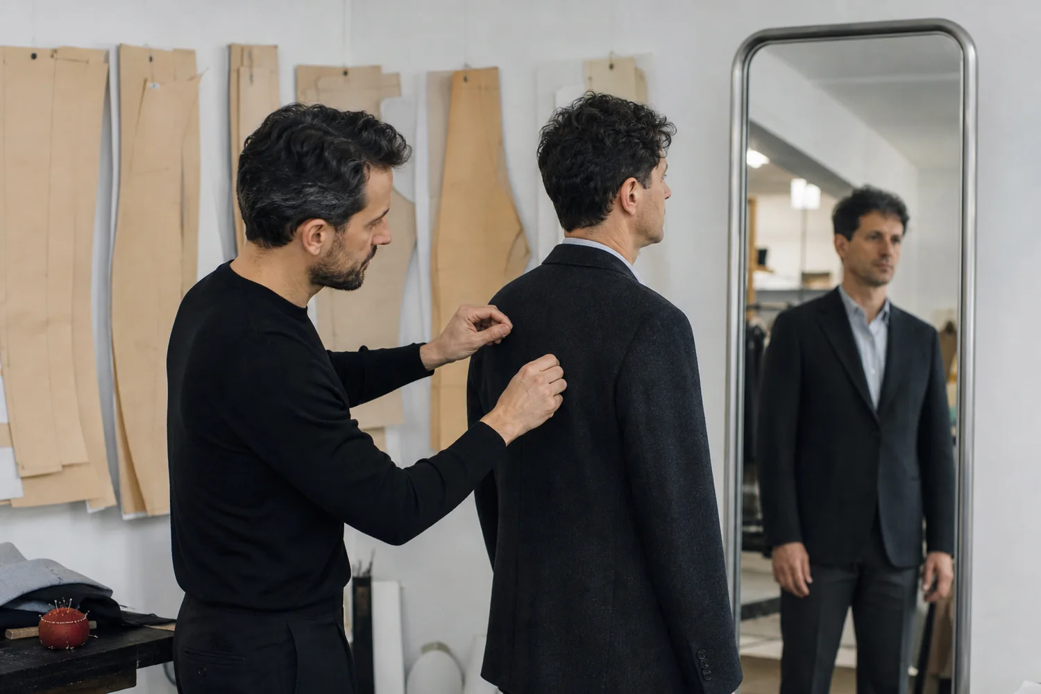 Essayage d’une veste dans l’atelier