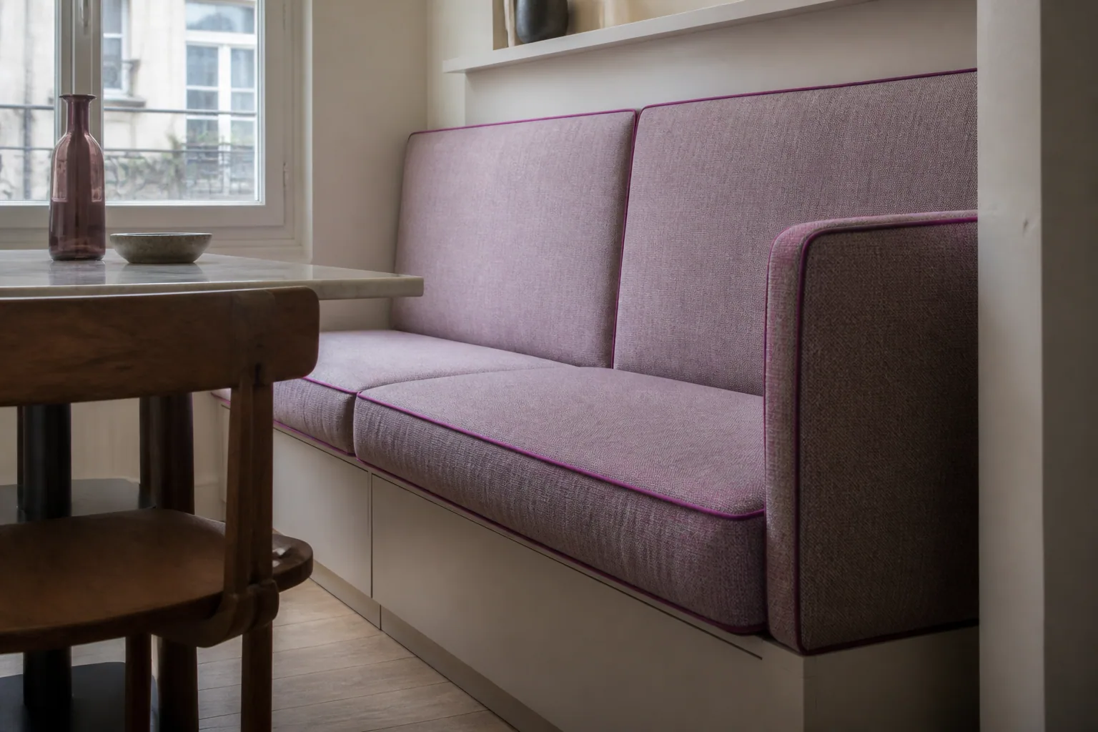 Banquette d’alcôve réalisée sur mesure