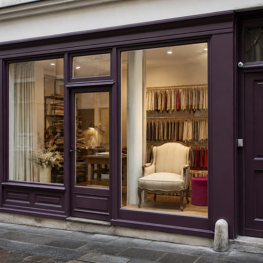 Détail de la vitrine de la boutique