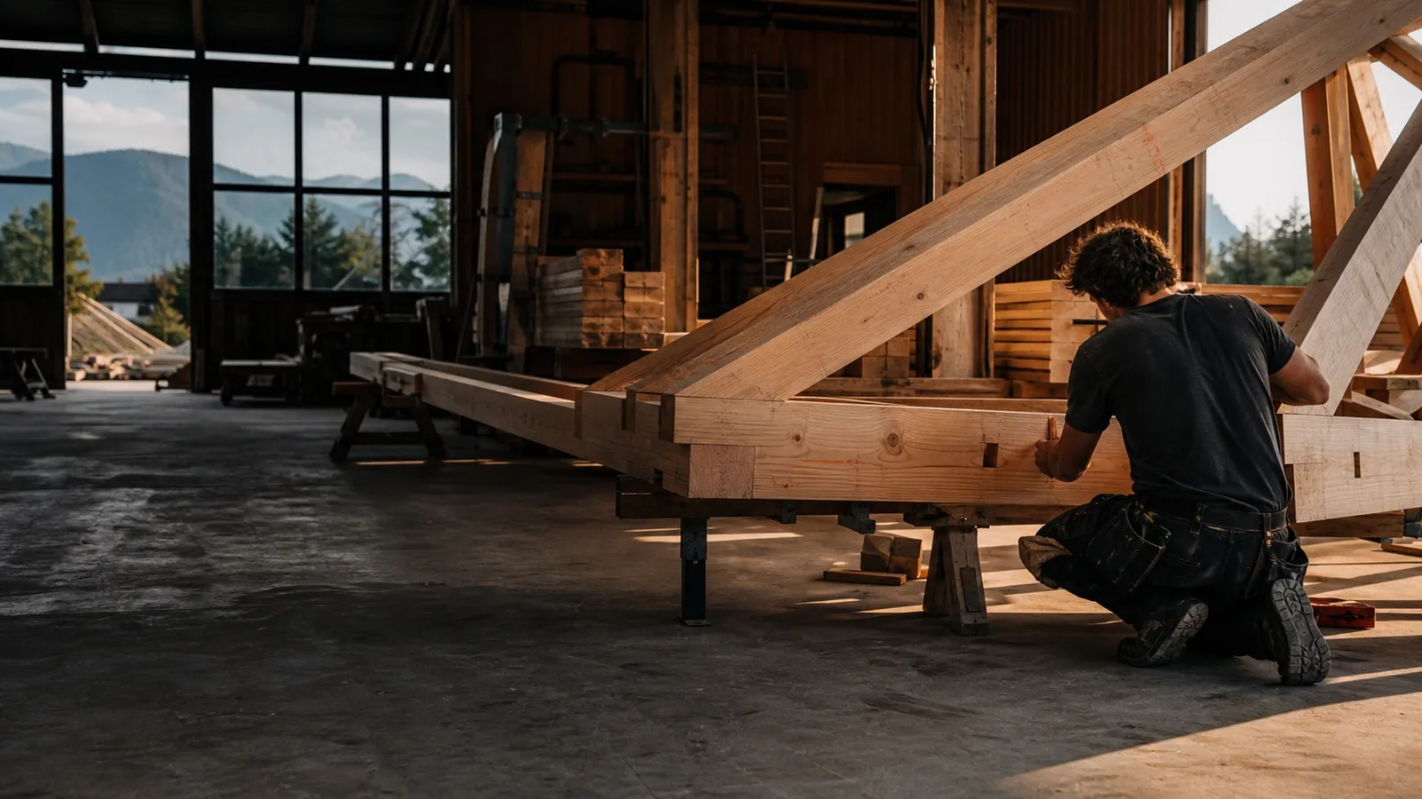 Atelier de fabrication de charpente