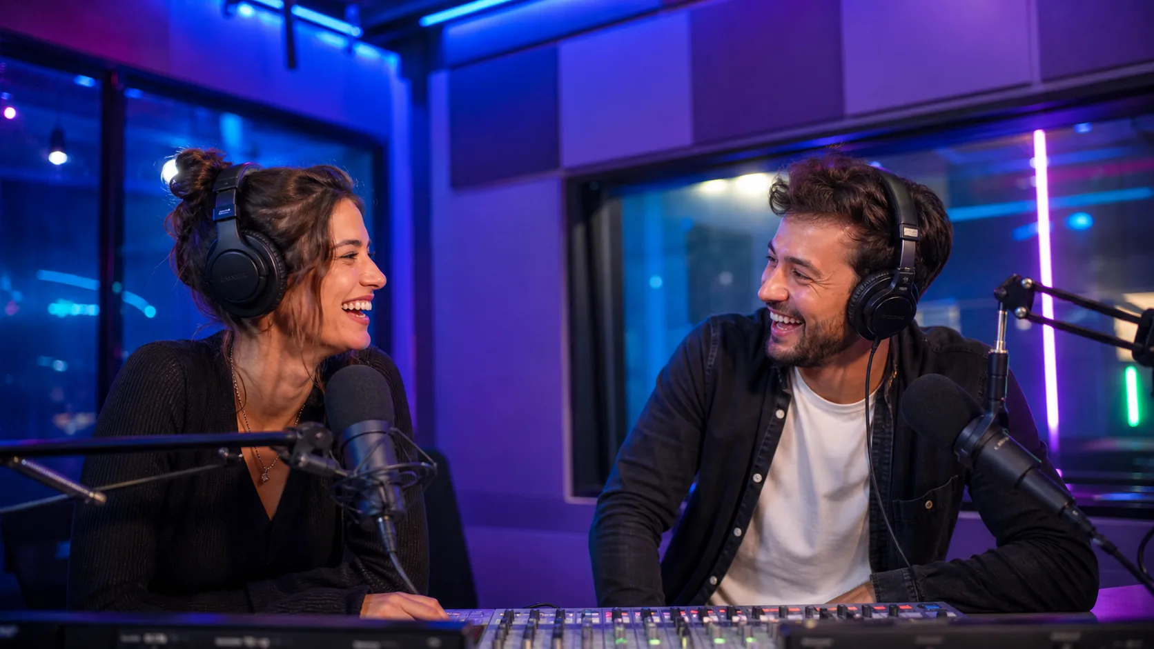 Léo et Mia, animateurs du Morning PULSE en studio