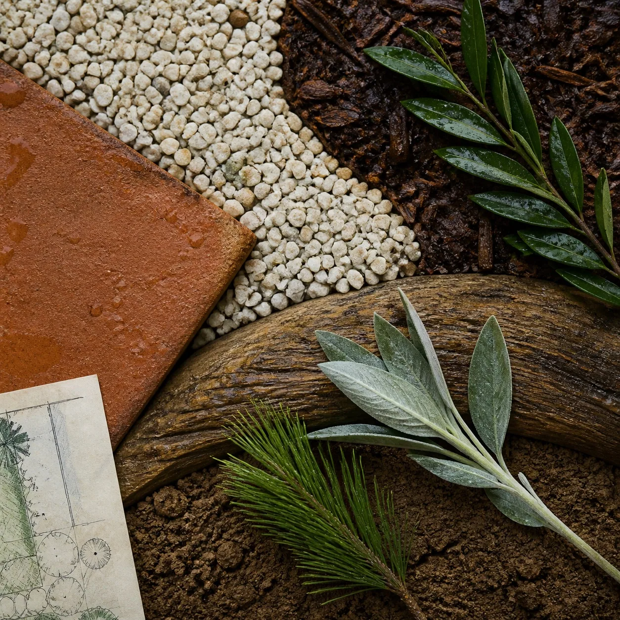 Palette de matières du jardin