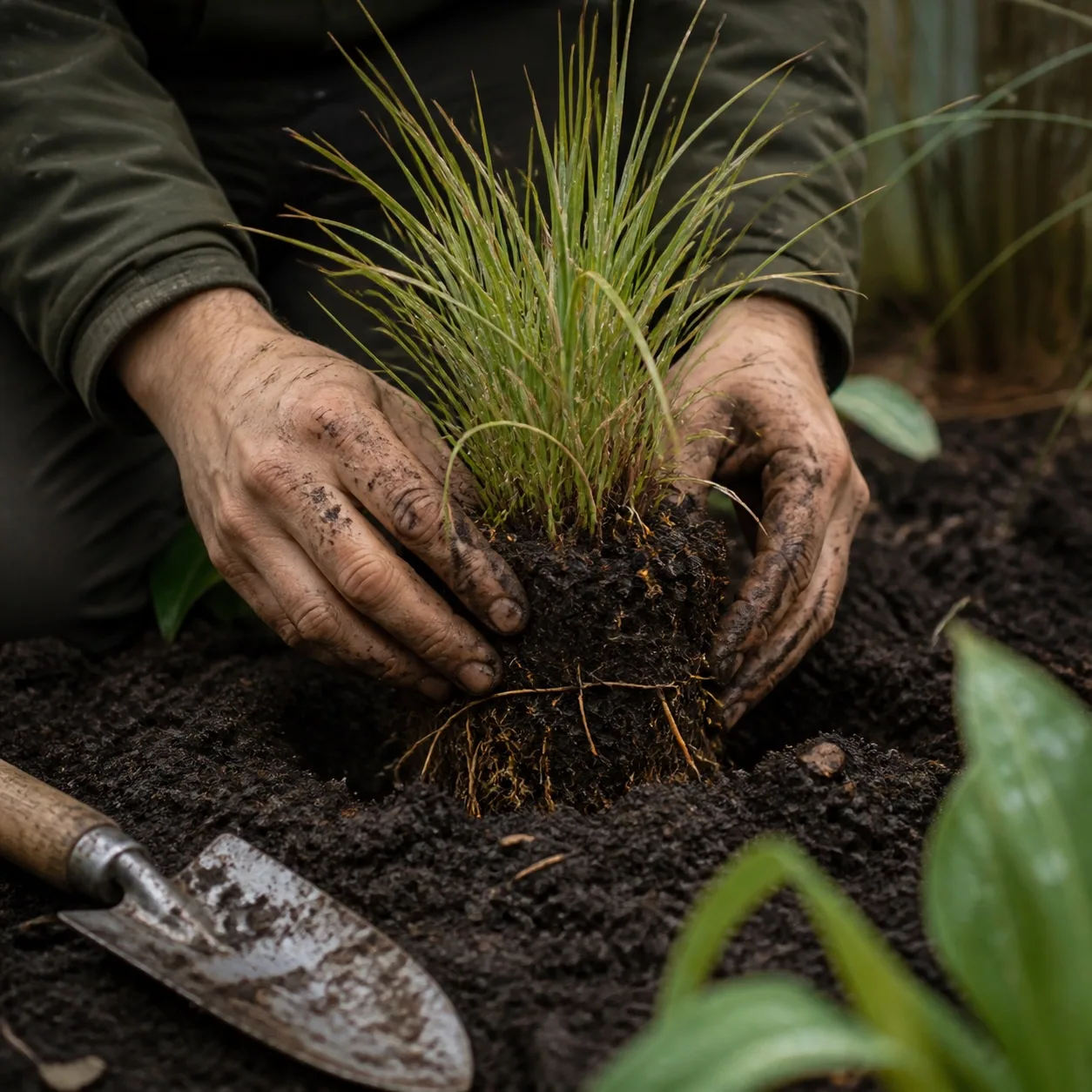 Plantation d’une graminée