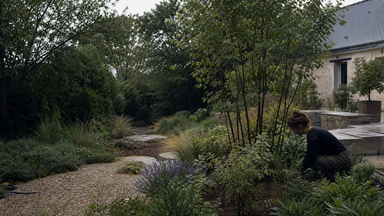 Paysagiste dans un jardin naturel près d’Angers