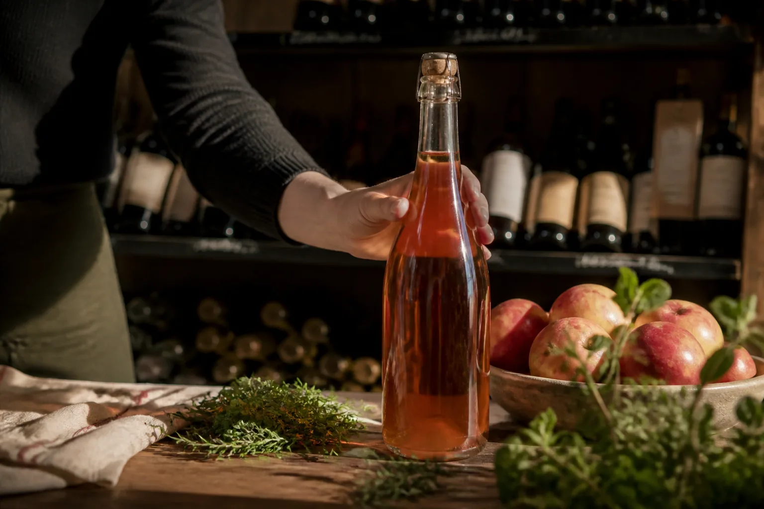 Boisson sans alcool à la pomme et aux herbes