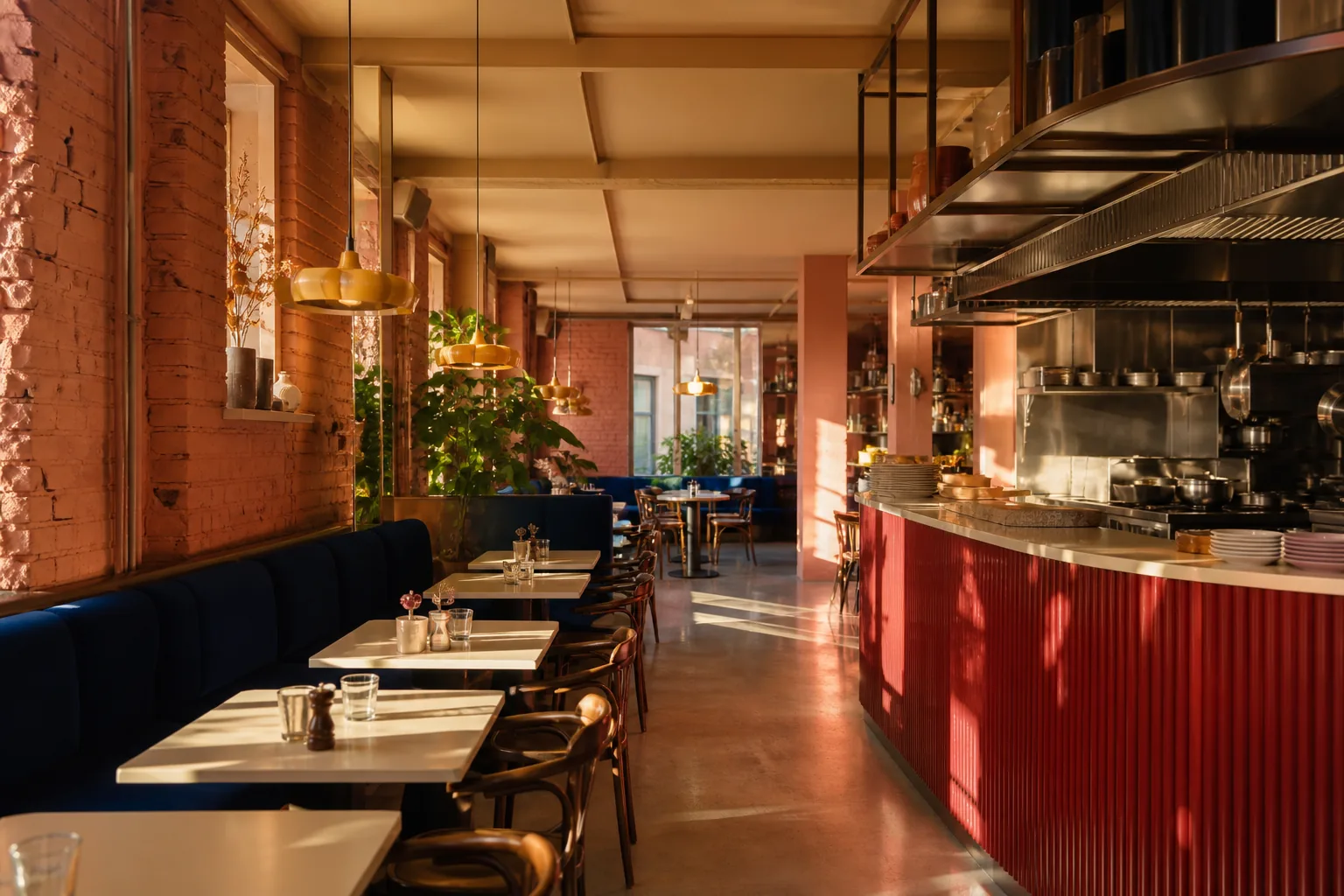 Intérieur coloré du bistrot