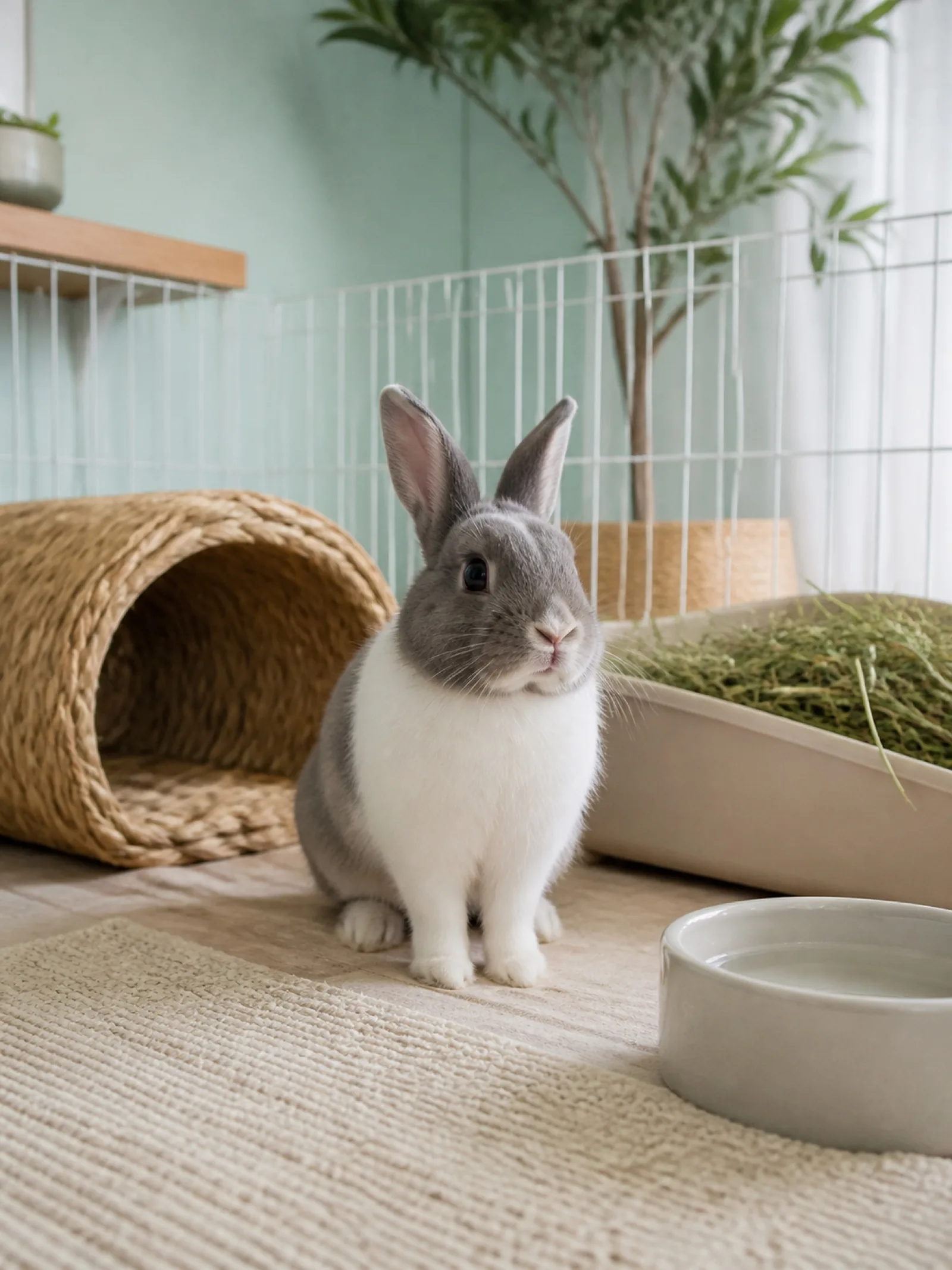 Lapin dans son enclos intérieur