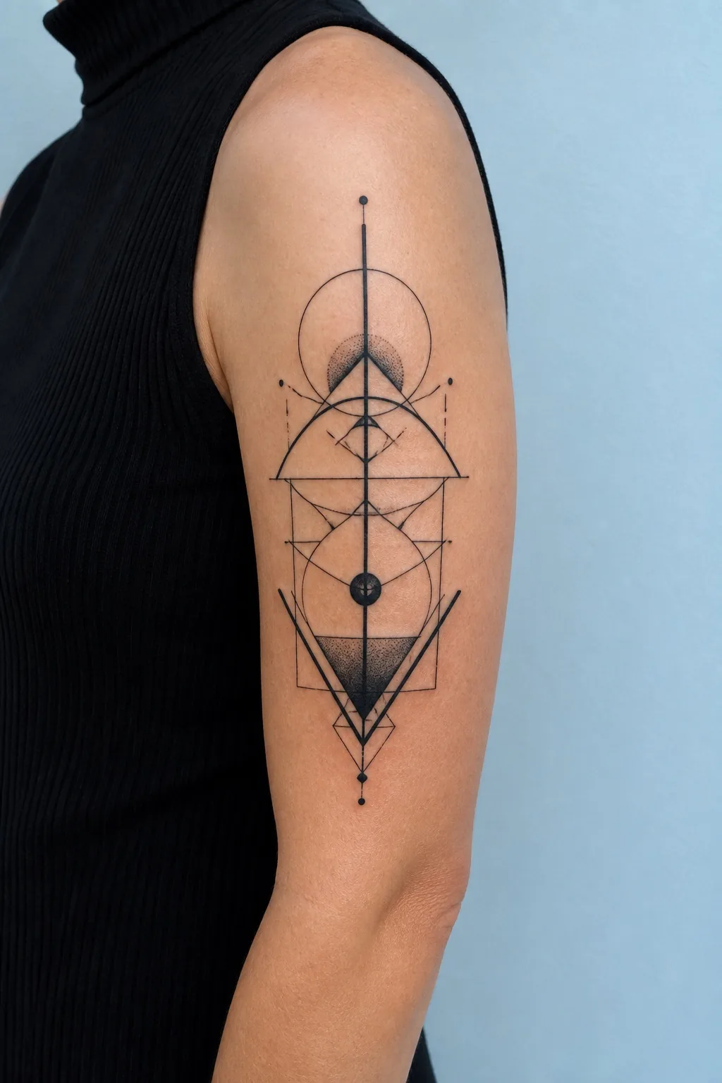 Tatouage géométrique noir sur le bras