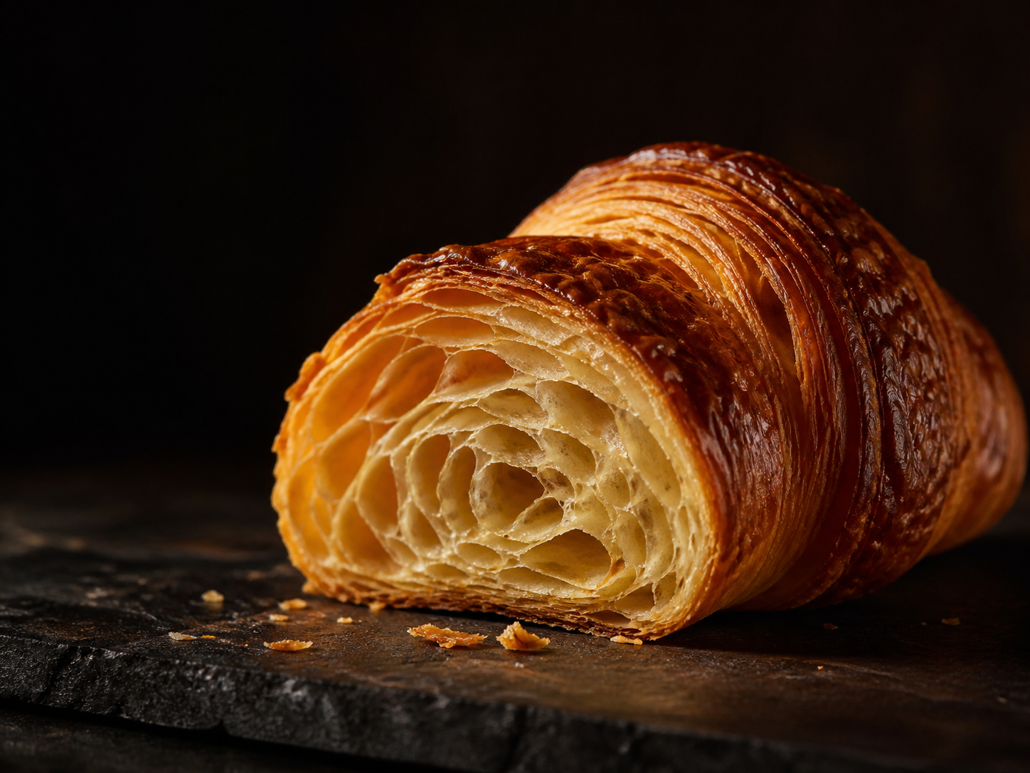 Croissant Maison Miette ouvert sur son feuilletage