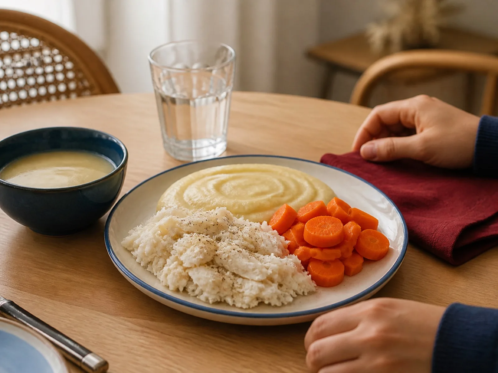 Assiette adaptée présentée sobrement