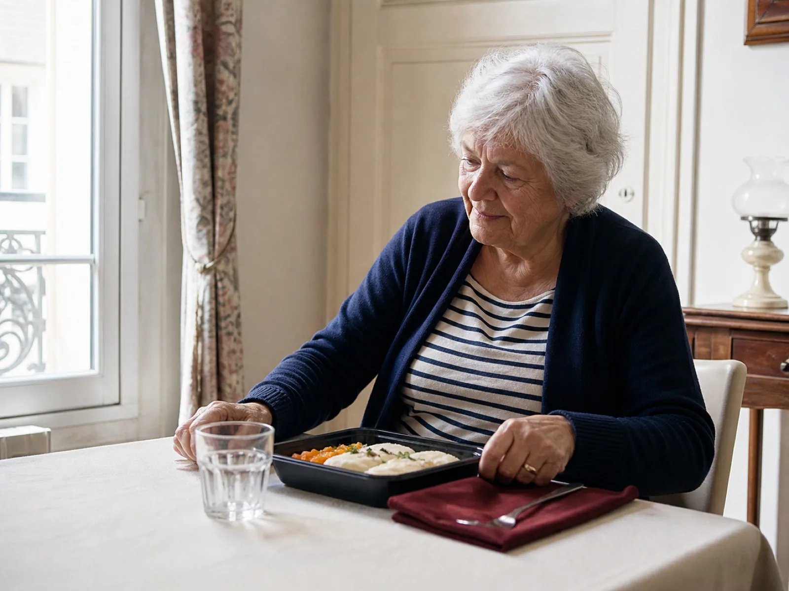 Table dressée simplement pour une personne