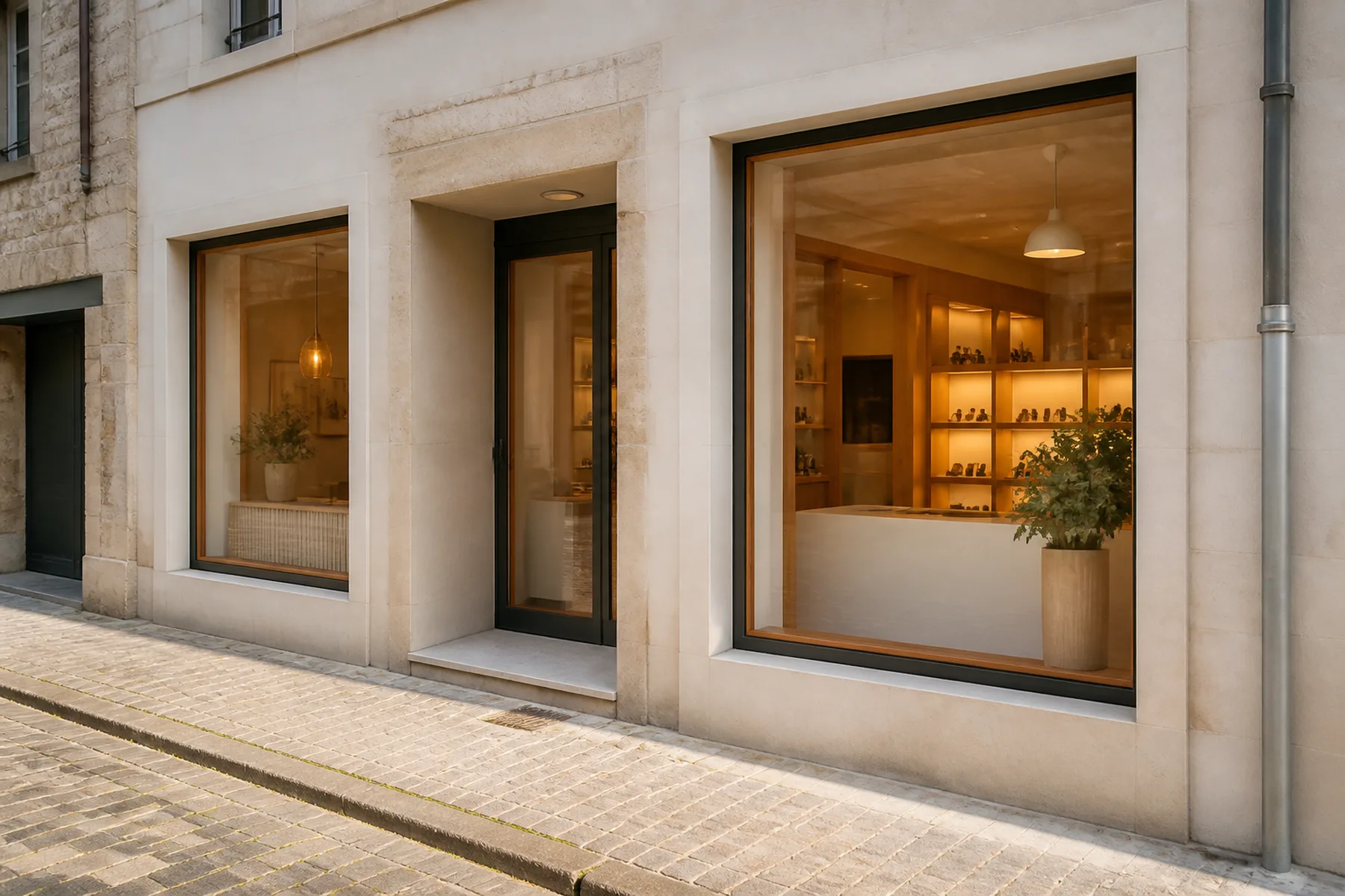 La devanture, rue des Halles