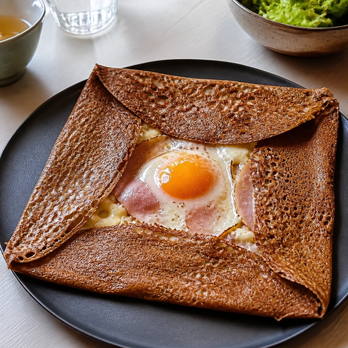 Galette complète au jambon, œuf et fromage
