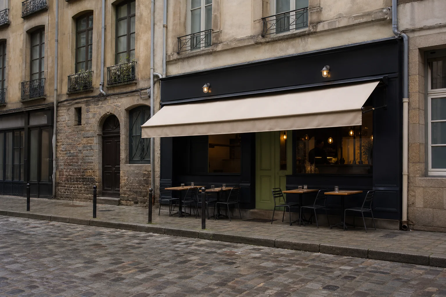 Façade de la crêperie dans le centre de Rennes
