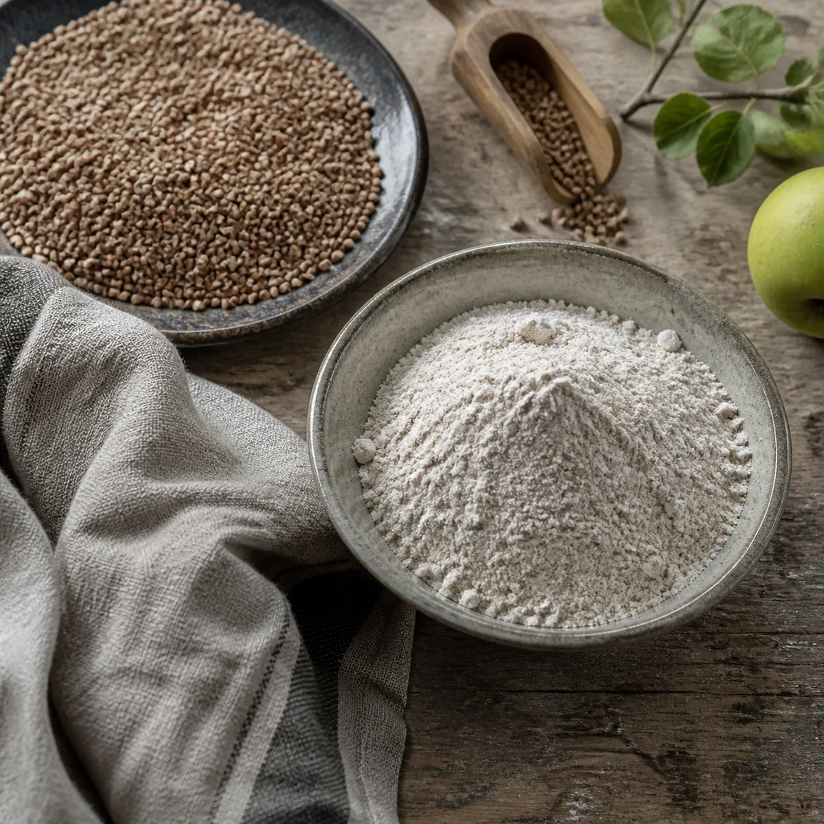 Farine et grains de sarrasin