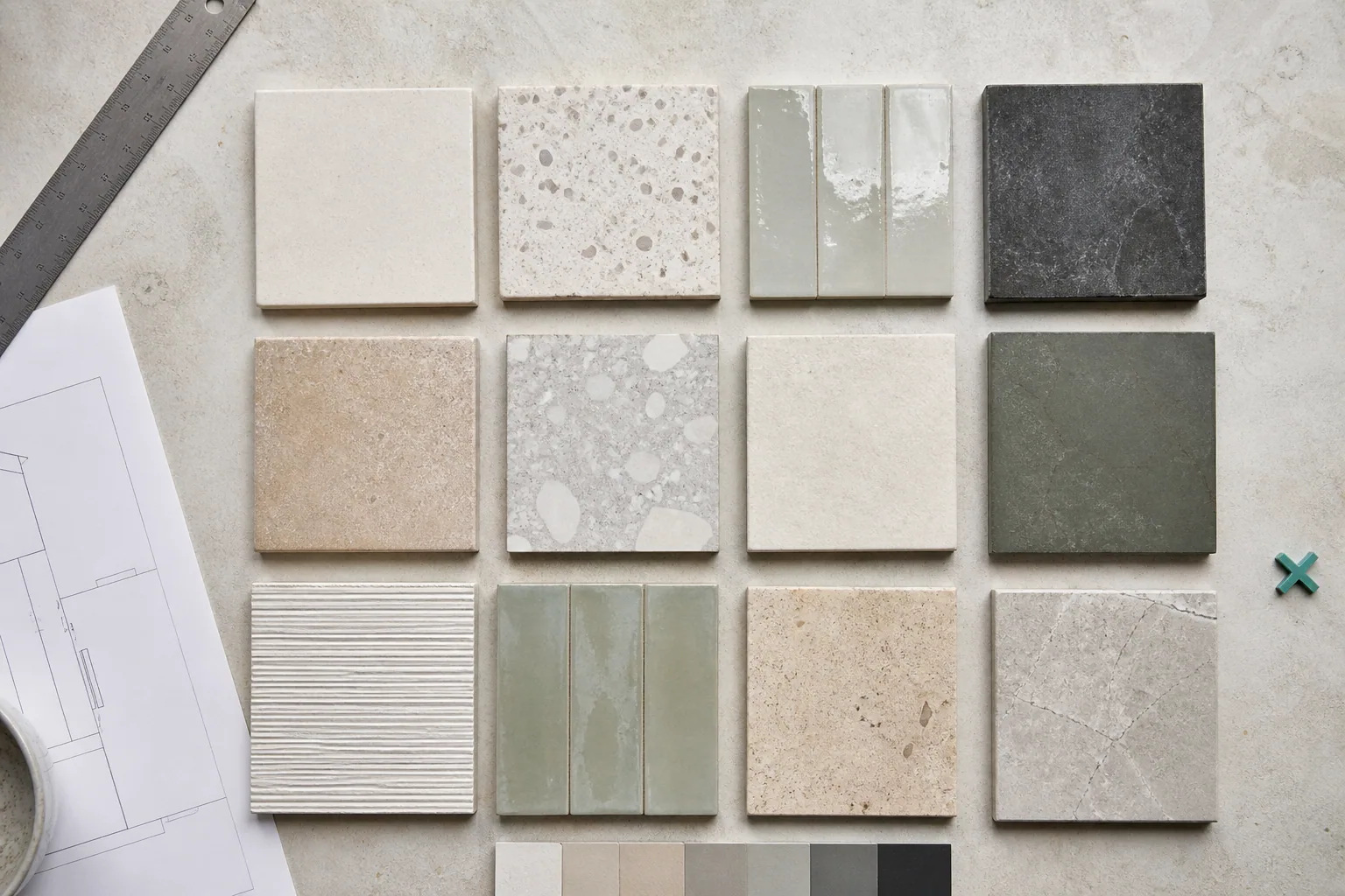 Échantillons de carrelage dans le showroom