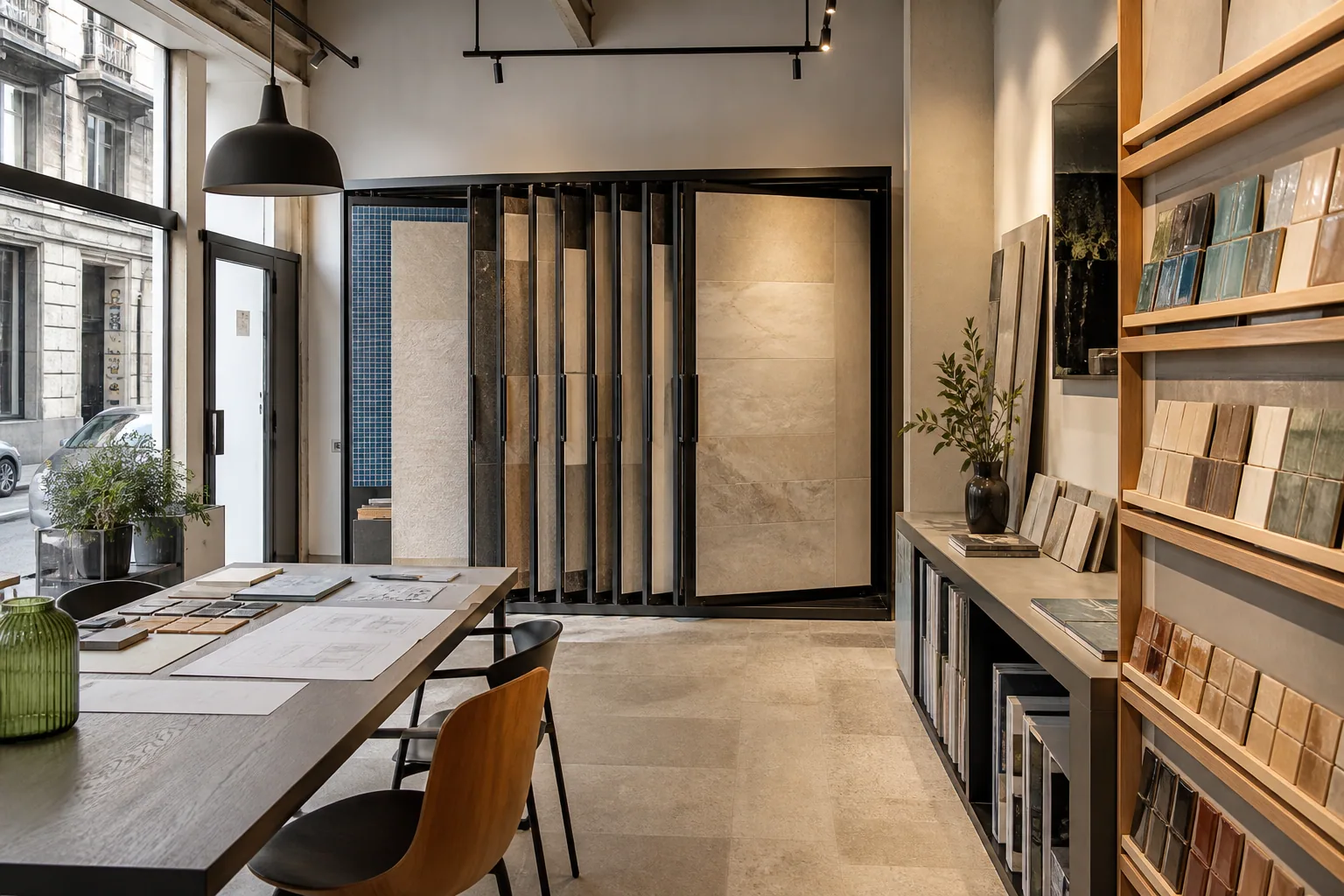 Échantillons minéraux du showroom TRAME